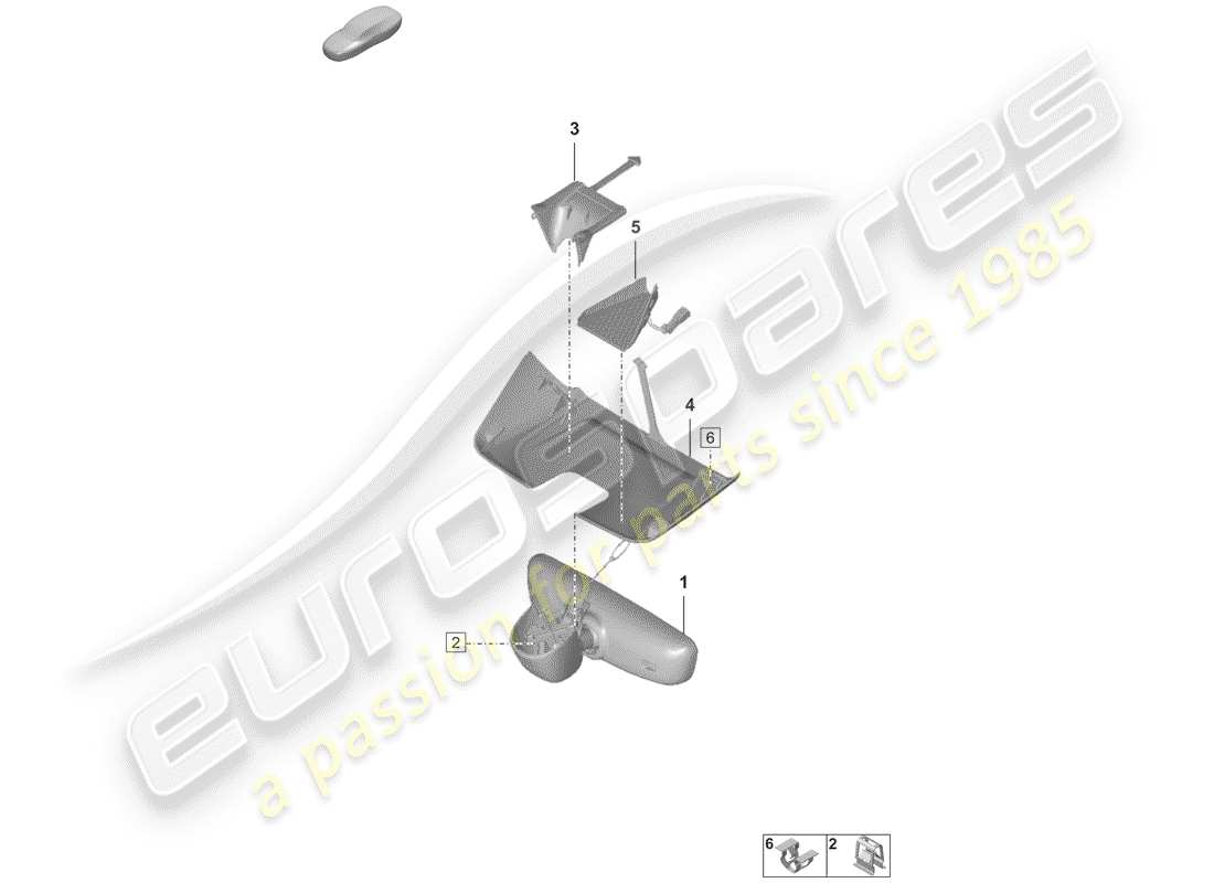 porsche 2019 (992-1) specchietto retrovisore interno diagramma delle parti