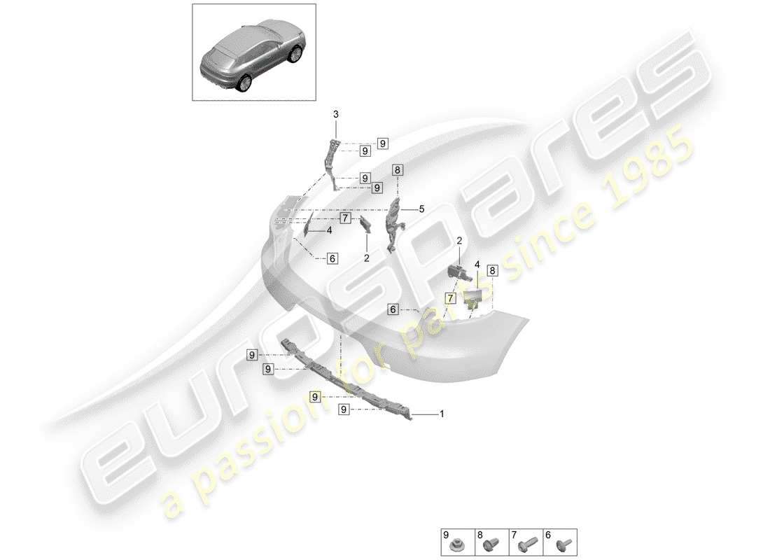 porsche 2019 (macan) fissaggi diagramma delle parti