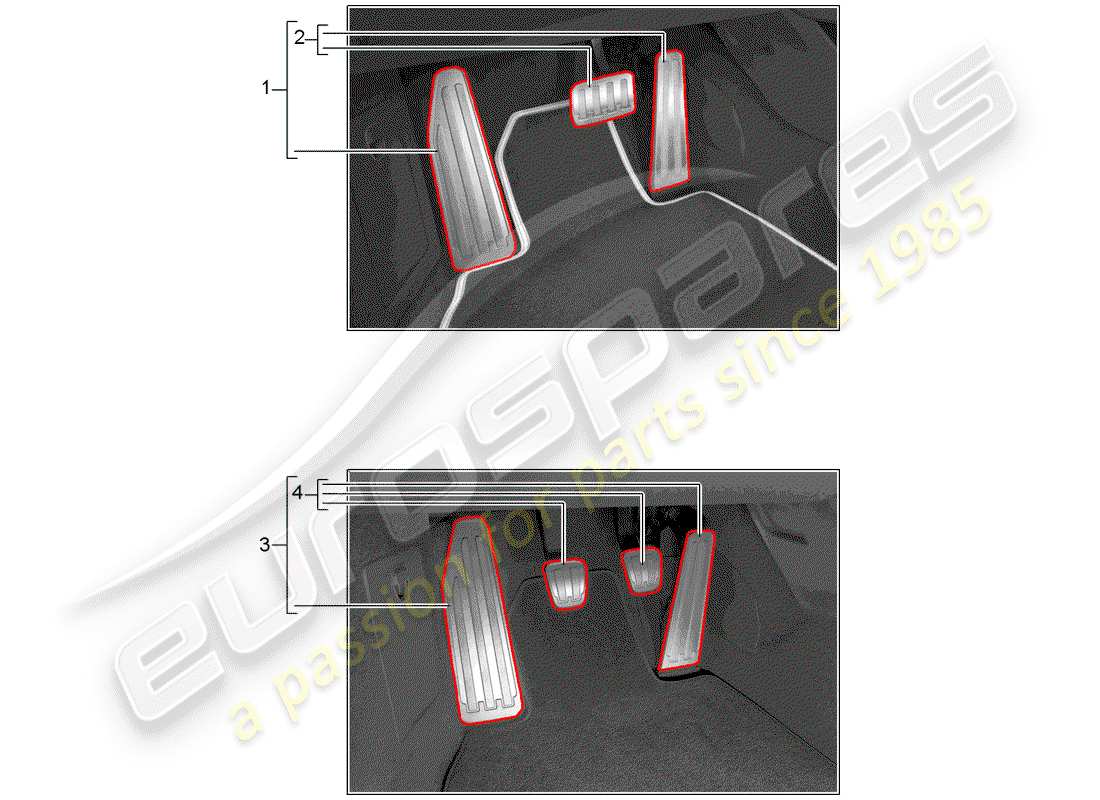 porsche tequipment 98x/99x (2012) diagramma delle parti del tappo pedale