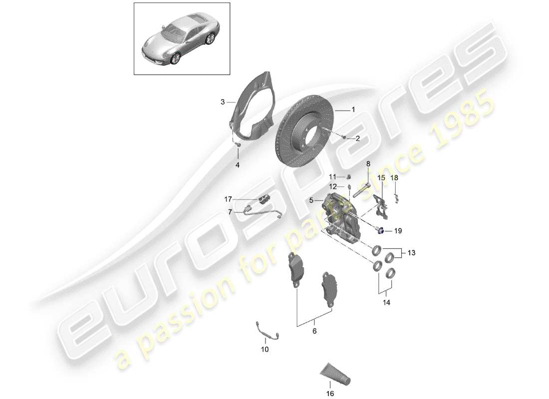 porsche 2015 (991-1) freni a disco diagramma delle parti