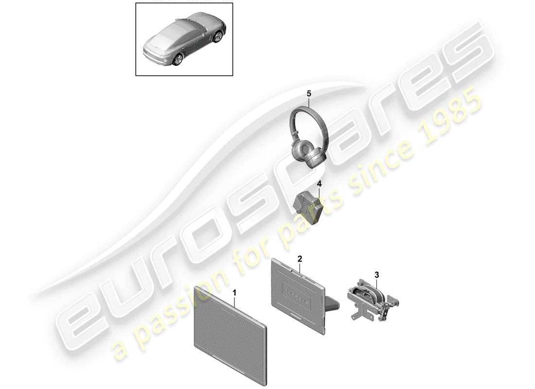 porsche 2019 (panamera 971-1) sistema di intrattenimento per i sedili posteriori diagramma delle parti