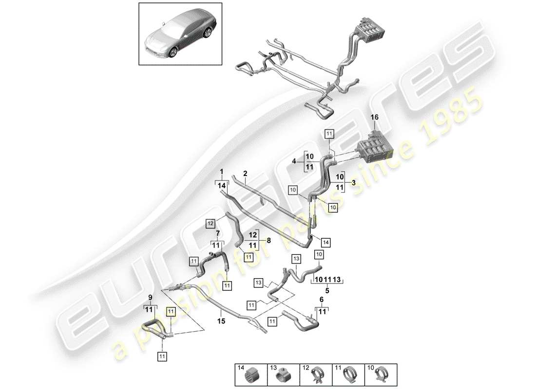 porsche 2020 (panamera 971-1) diagramma delle parti del riscaldatore
