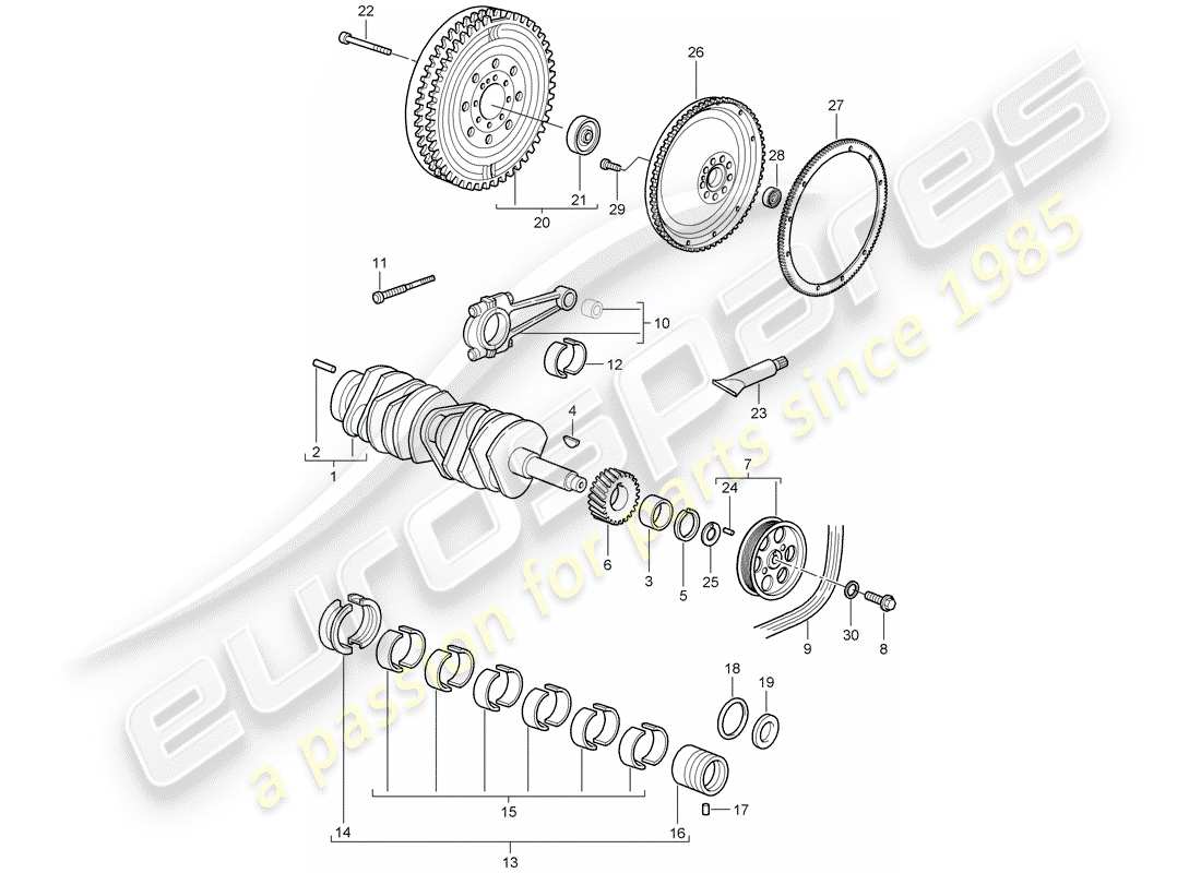 porsche 2011 (997-2 gt3) albero a gomiti diagramma delle parti