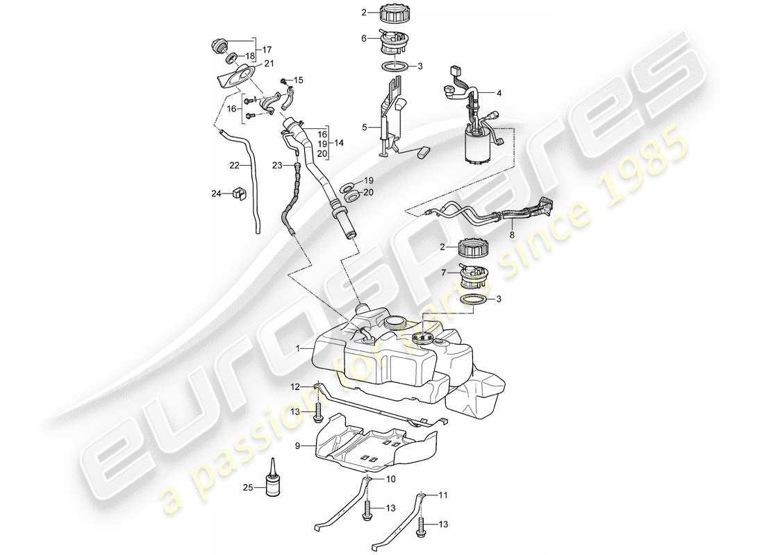 porsche 2011 (997-2 gt3) serbatoio di carburante diagramma delle parti