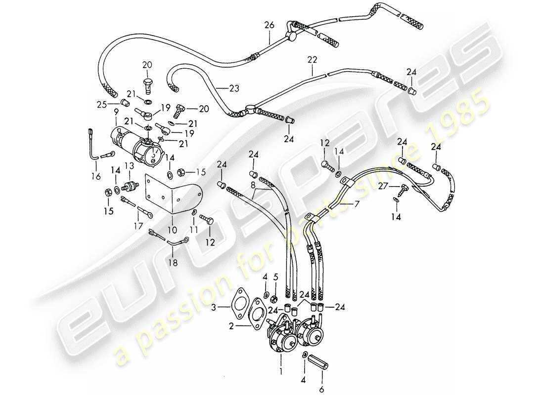 porsche 1966 (911/912) pompa carburante - d >> - mj 1968 schema delle parti