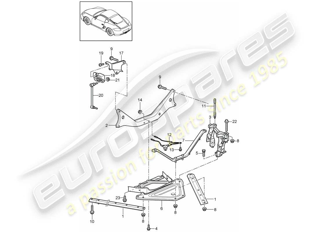 porsche 2011 (987 cayman) schema delle parti assale posteriore