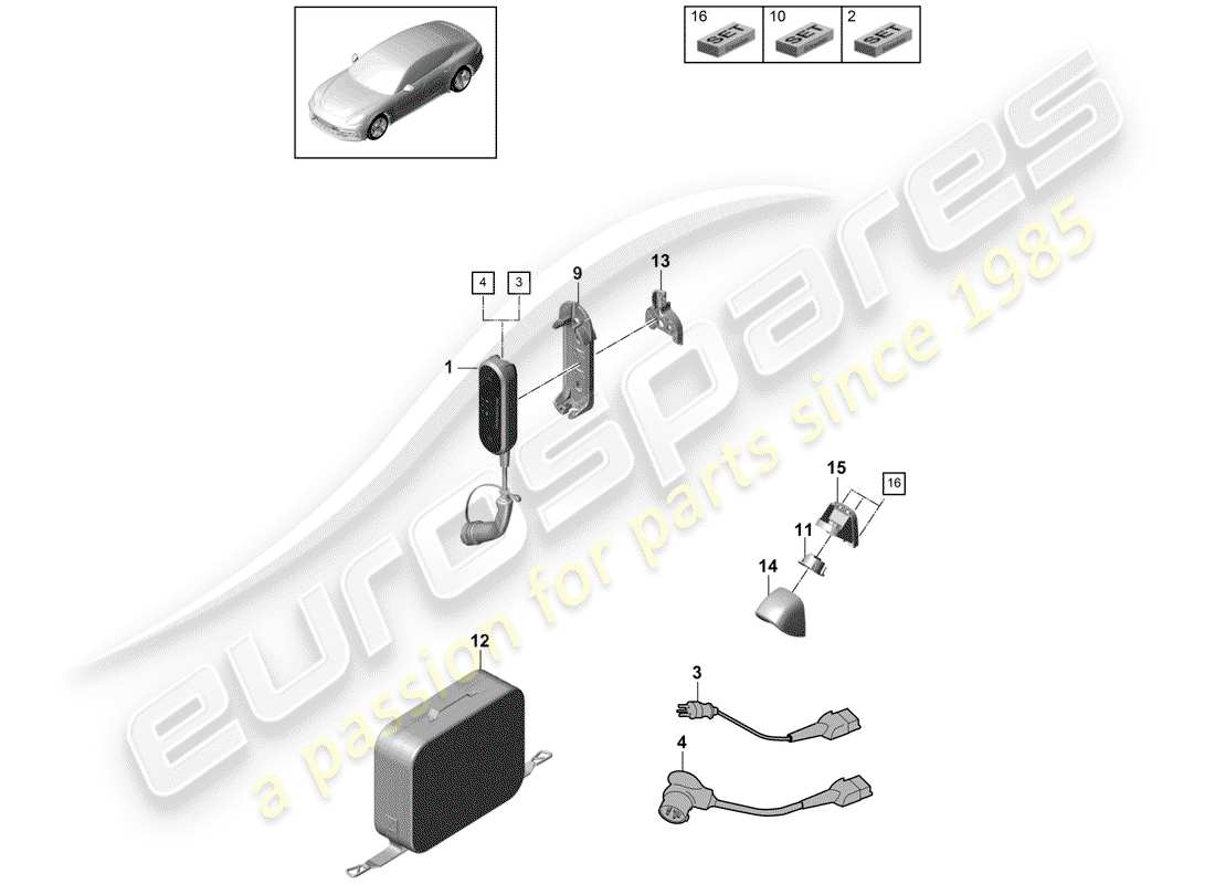 porsche 2017 (panamera 971-1) cavo di ricarica diagramma delle parti