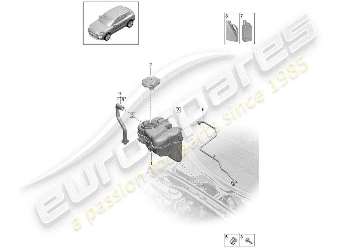 porsche 2019 (macan) serbatoio di espansione liquido refrigerante diagramma delle parti