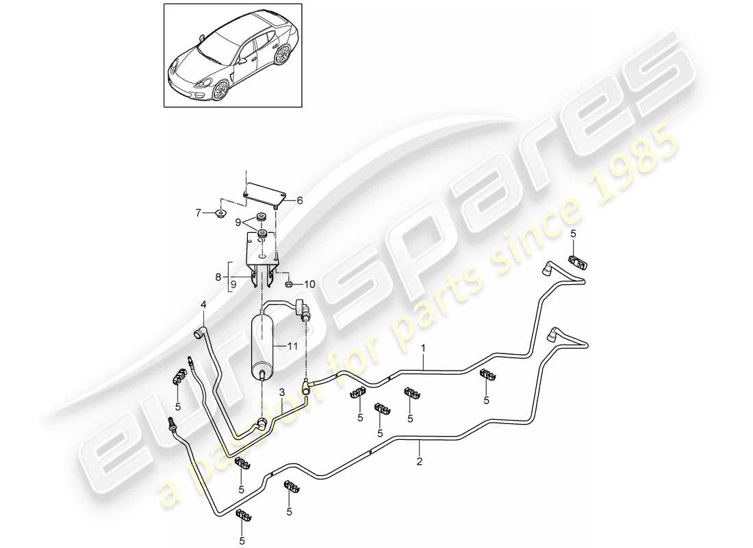 porsche 2012 (panamera 970) sistema di alimentazione carburante diagramma delle parti
