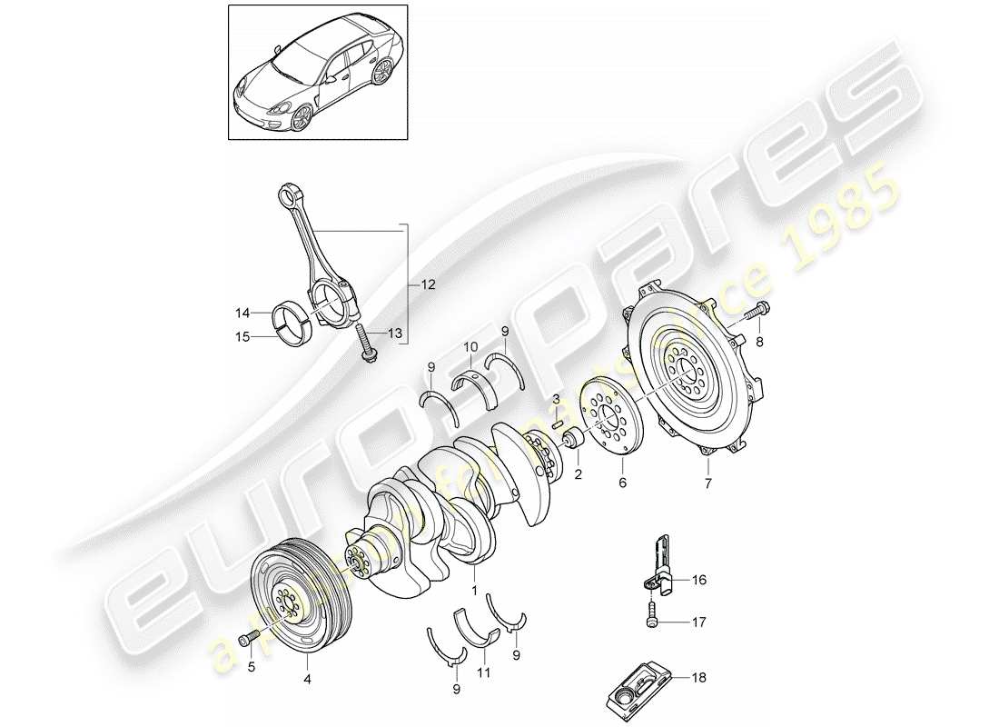 porsche 2013 (panamera 970) albero a gomiti diagramma delle parti