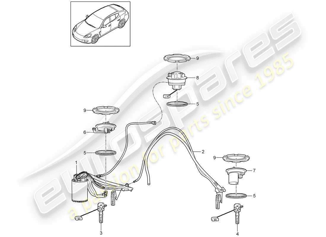 porsche 2013 (panamera 970) serbatoio di carburante diagramma delle parti