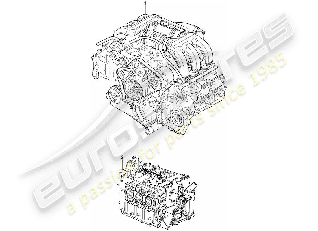 porsche 2000 (986 boxster) motore di ricambio - senza: - disco conduttore - tiptronic - senza: - volano - cambio manuale - senza: - compressore schema particolare