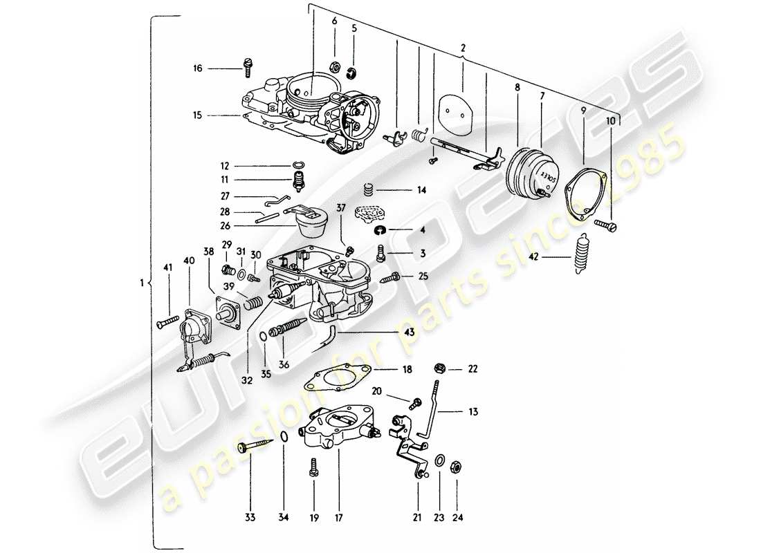 porsche 1972 (914) carburatore diagramma delle parti