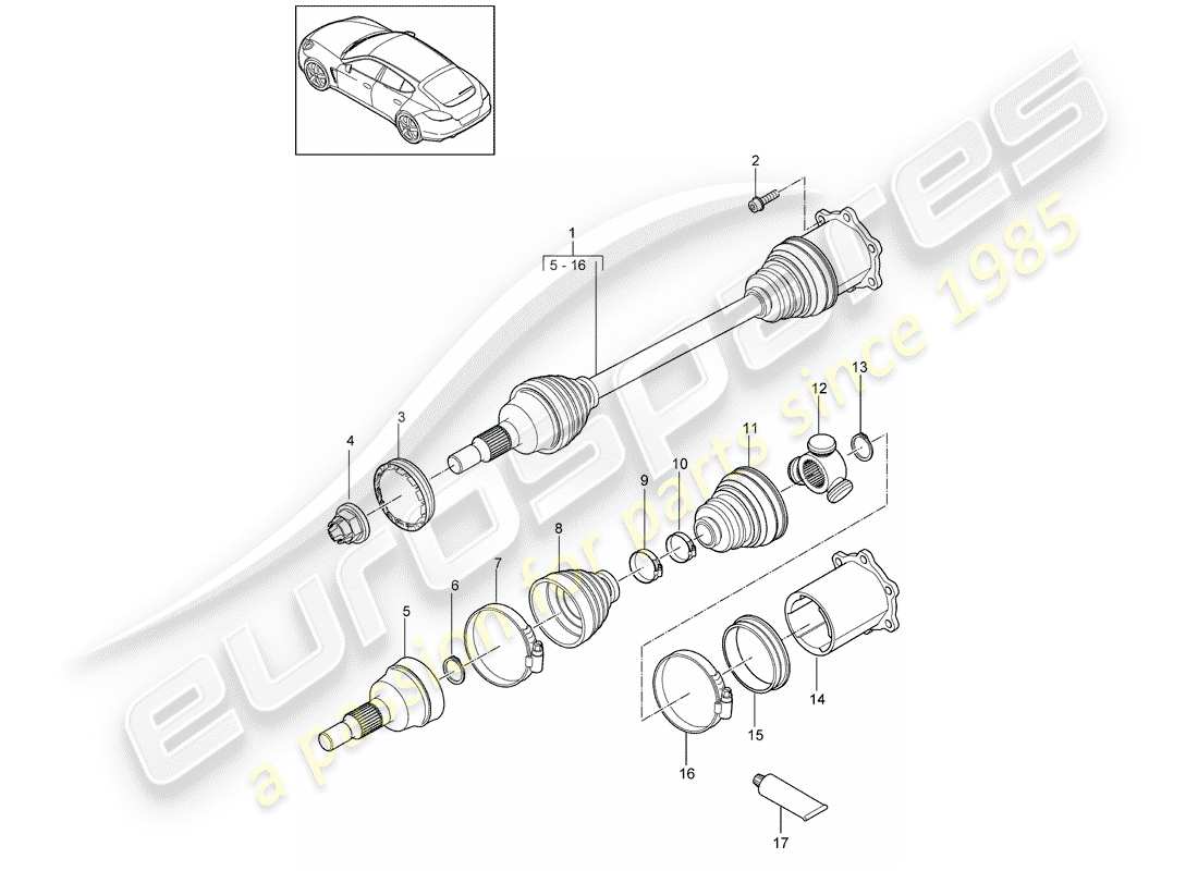 porsche 2012 (panamera 970) albero di trasmissione diagramma delle parti