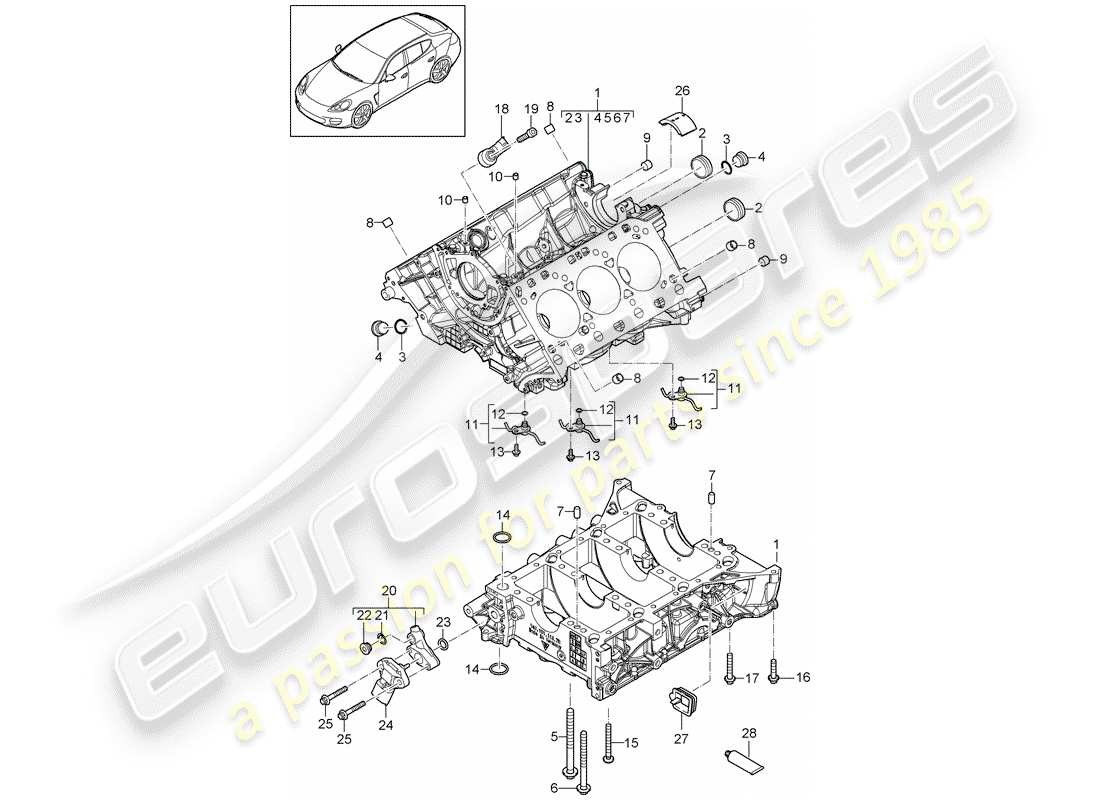 porsche 2013 (panamera 970) schema delle parti del basamento