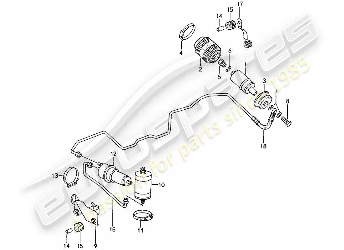 porsche 1991 (964) sistema di alimentazione carburante diagramma delle parti