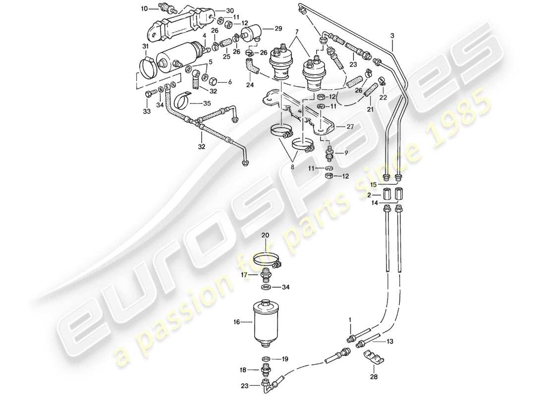 porsche 1979 (924) sistema di alimentazione - f 92-46104 800>> - f >> 92-48199 999 diagramma delle parti