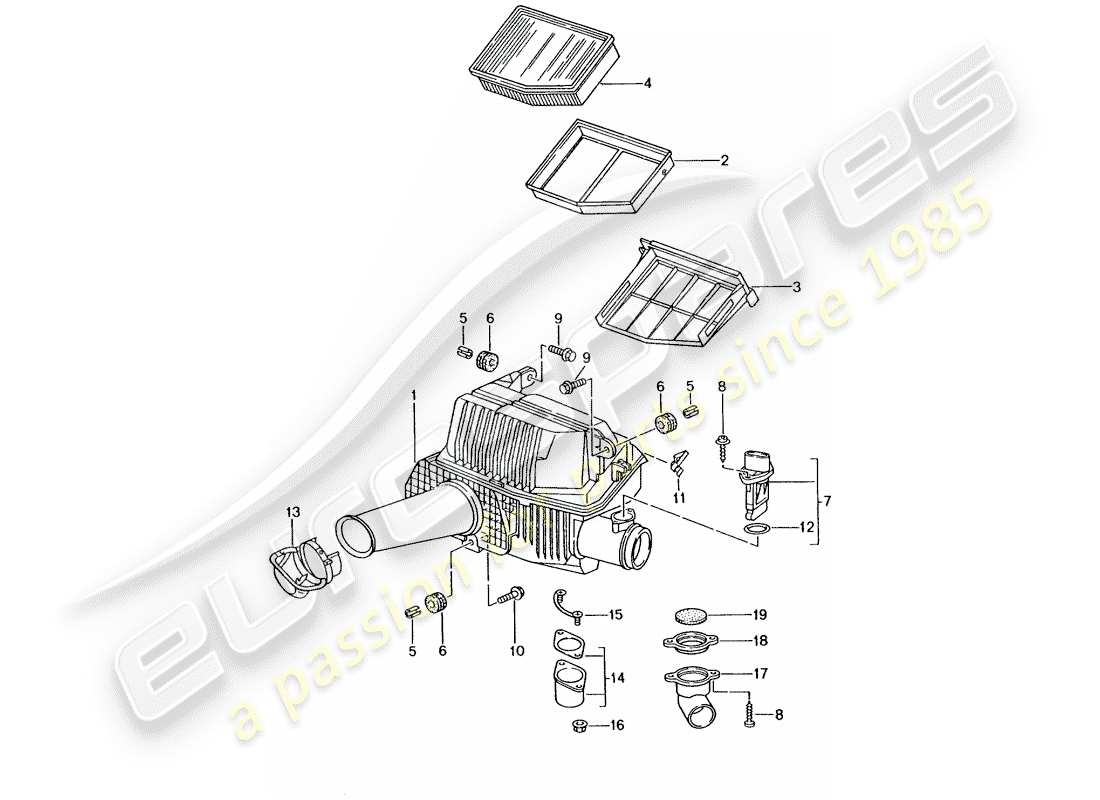 porsche 2002 (986 boxster) filtro dell'aria diagramma delle parti
