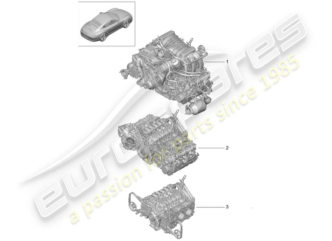 porsche 2012 (991-1) motore sostitutivo diagramma delle parti