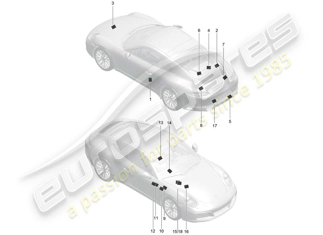 porsche 2017 (991-2) segnali/avvisi diagramma delle parti