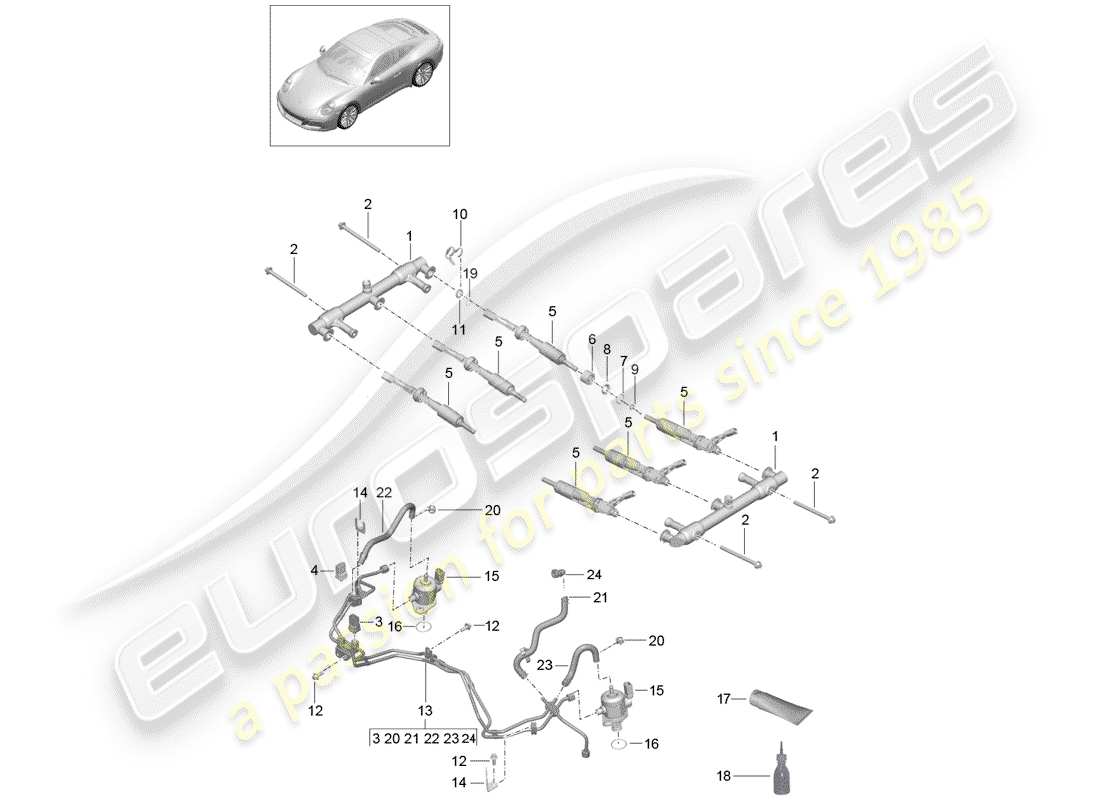 porsche 2017 (991-2) tubo raccolta carburante schema delle parti