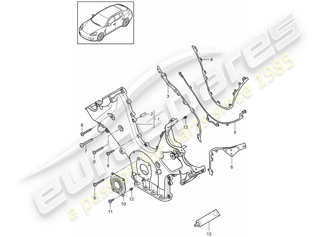 porsche 2011 (panamera 970) copertura per catena di distribuzione diagramma delle parti