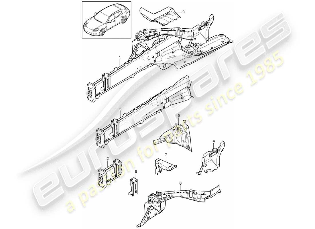 porsche 2011 (panamera 970) schema delle parti frontale