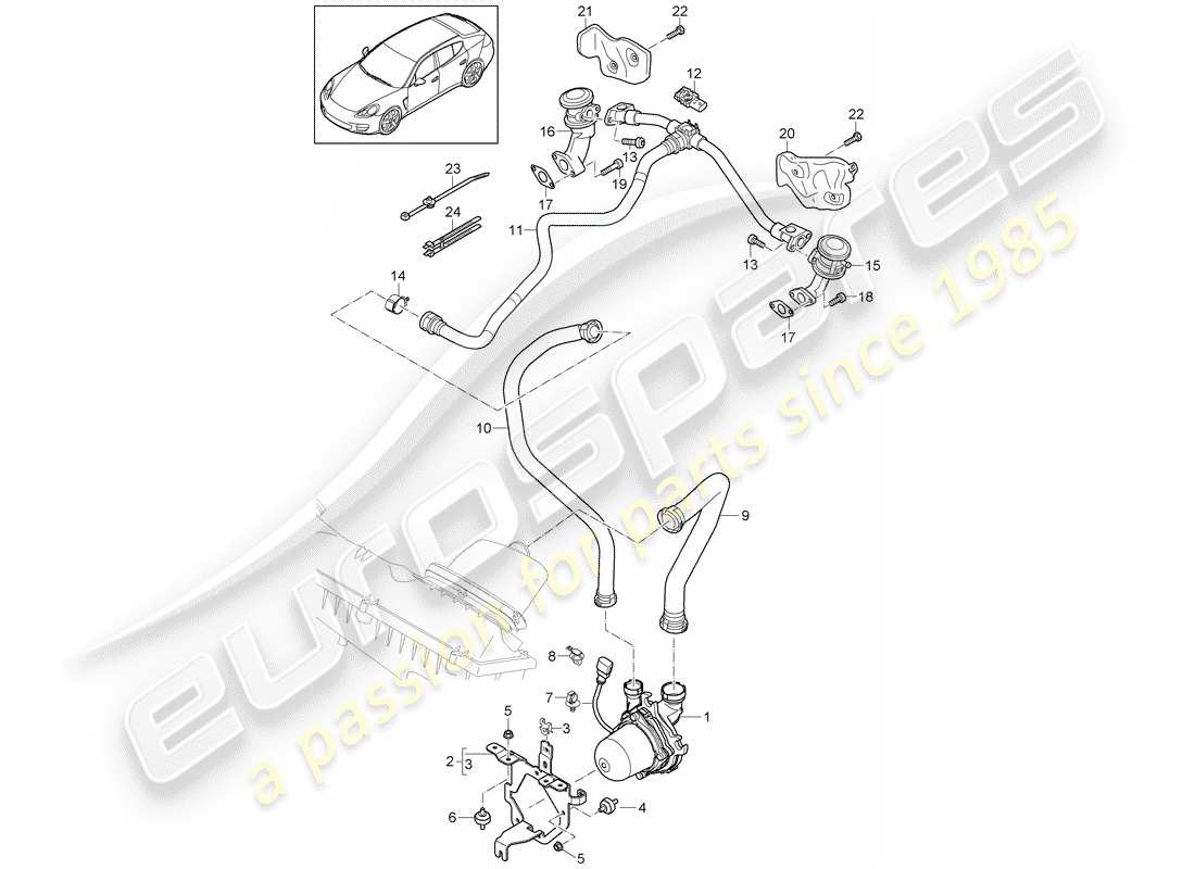 porsche 2011 (panamera 970) sistema di controllo emissioni di scarico - schema delle parti