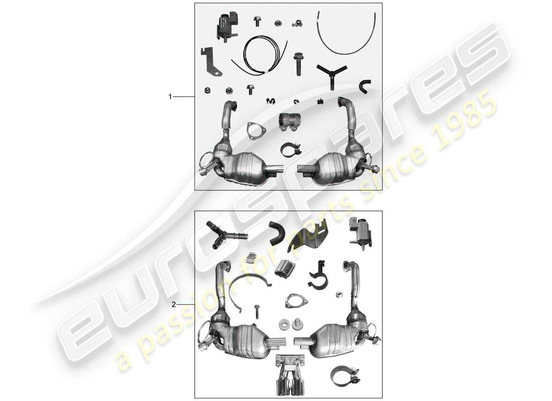 porsche tequipment catalogue (2008) diagramma delle parti del sistema di scarico