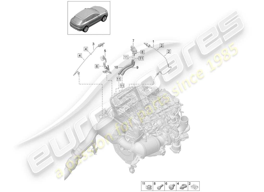 porsche 2019 (macan) sensore di pressione differenziale diagramma delle parti