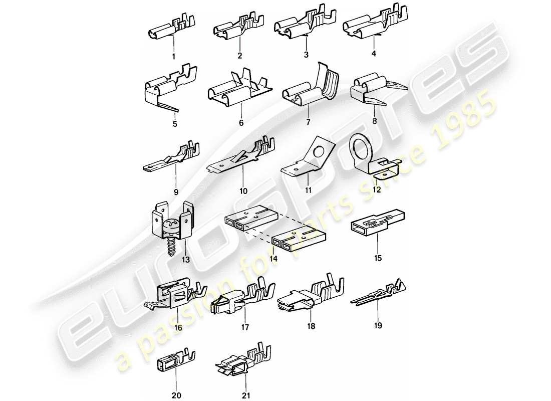 porsche 1986 (944) terminale maschio a lama - connettore push-on diagramma delle parti