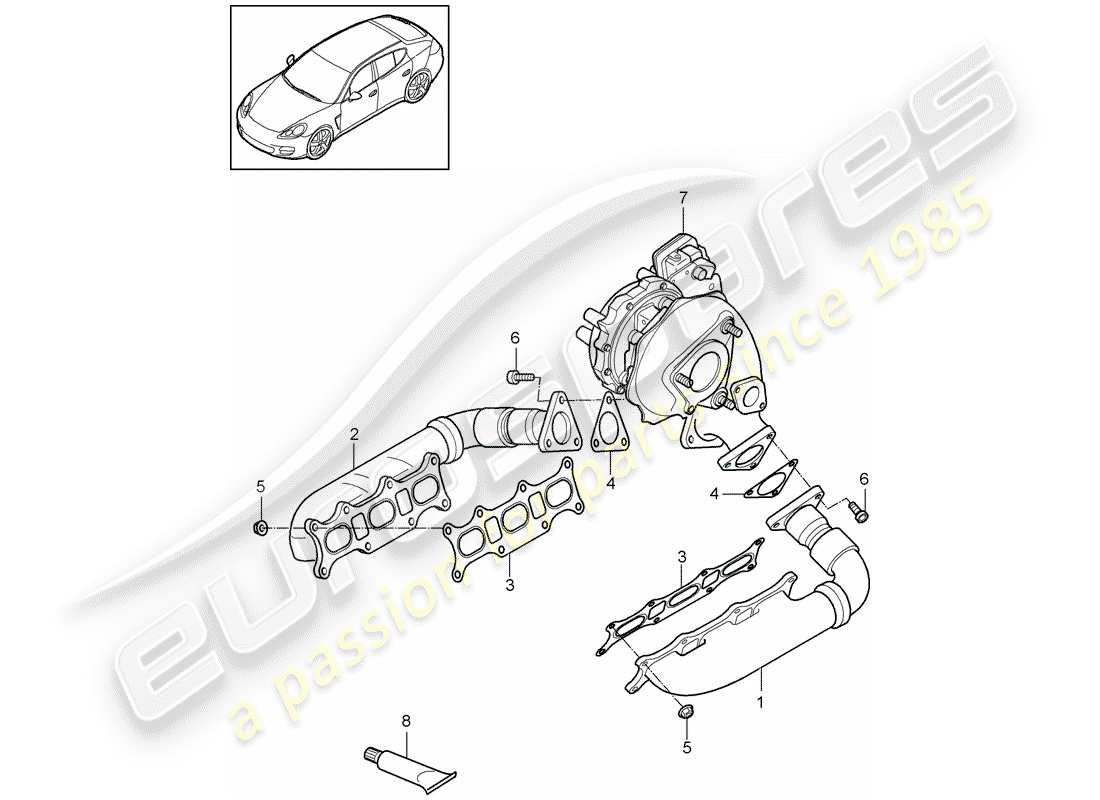 porsche 2013 (panamera 970) impianto di scarico diagramma delle parti