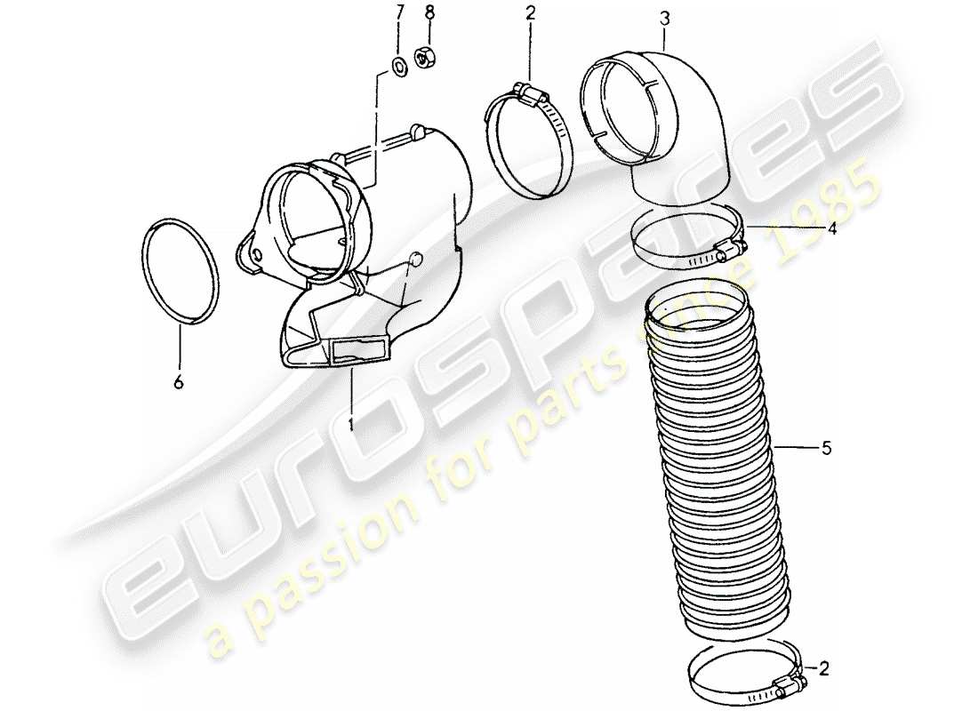 porsche 1991 (964) alimentazione aria di riscaldamento diagramma delle parti