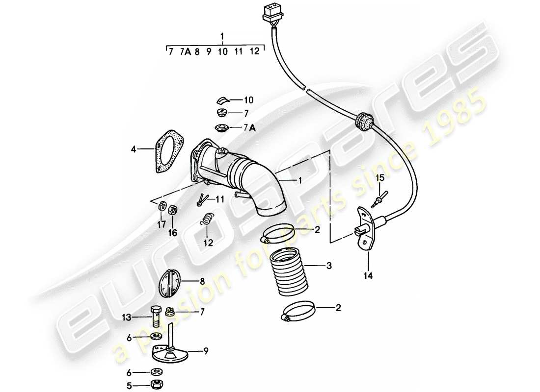 porsche 1987 (911) alimentazione aria di riscaldamento diagramma delle parti