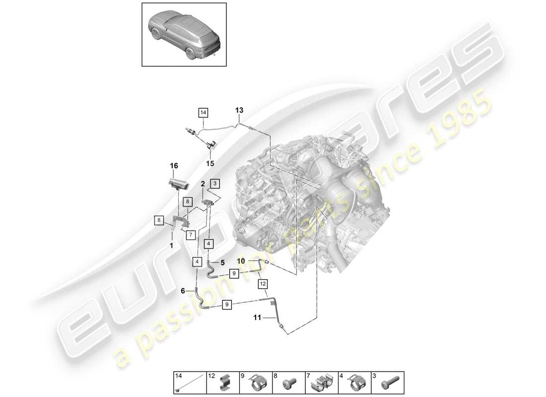 porsche 2020 (cayenne e3 9ya/9yb) linea di controllo con differenziale schema parte