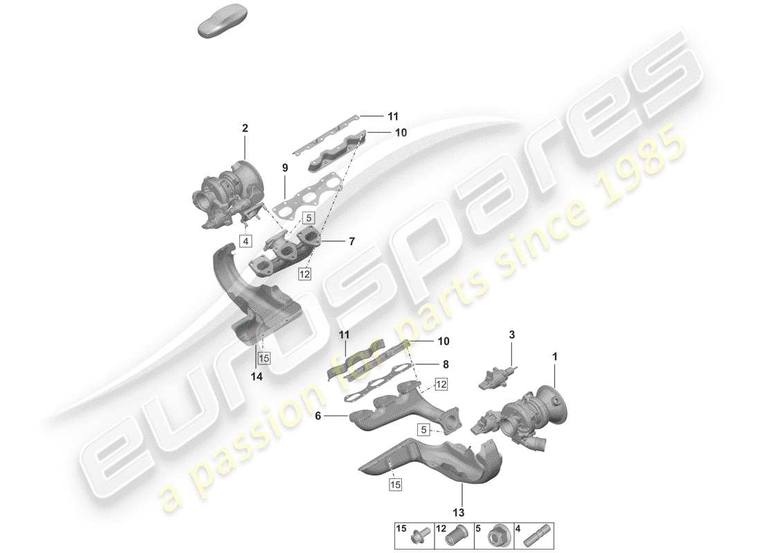 porsche 2020 (992-1) turbocompressore gas di scarico schema delle parti