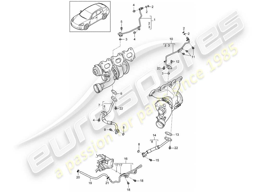 porsche 2013 (panamera 970) diagramma delle parti del tubo olio