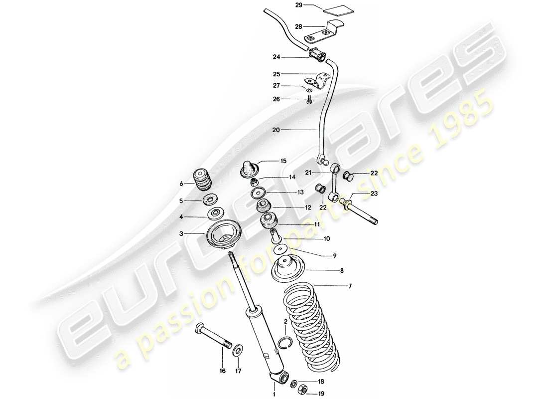 porsche 1972 (914) antivibrante - stabilizzatore diagramma delle parti