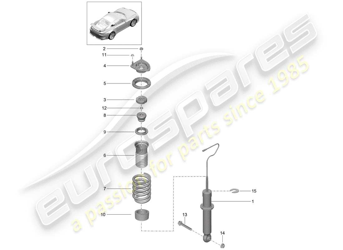 porsche 2015 (991-1 r/gt3/rs) schema delle parti ammortizzatore