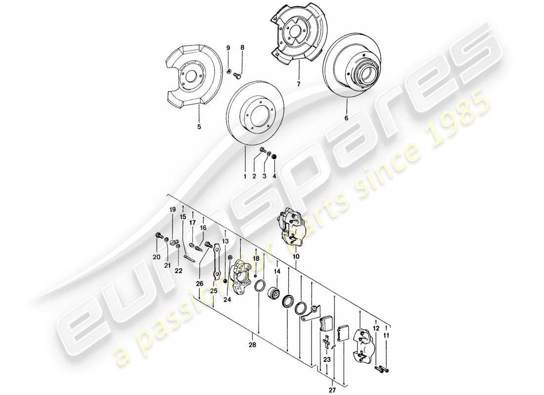 porsche 1972 (914) freni a disco diagramma delle parti