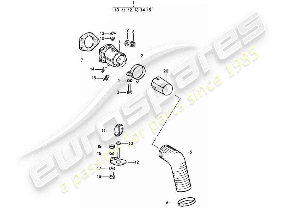 porsche 1984 (911) alimentazione aria di riscaldamento diagramma delle parti