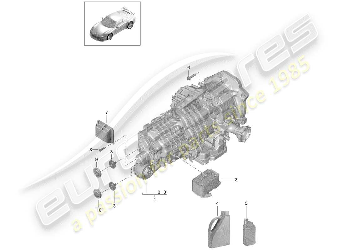 porsche 2015 (991-1 r/gt3/rs) - pdk - diagramma delle parti
