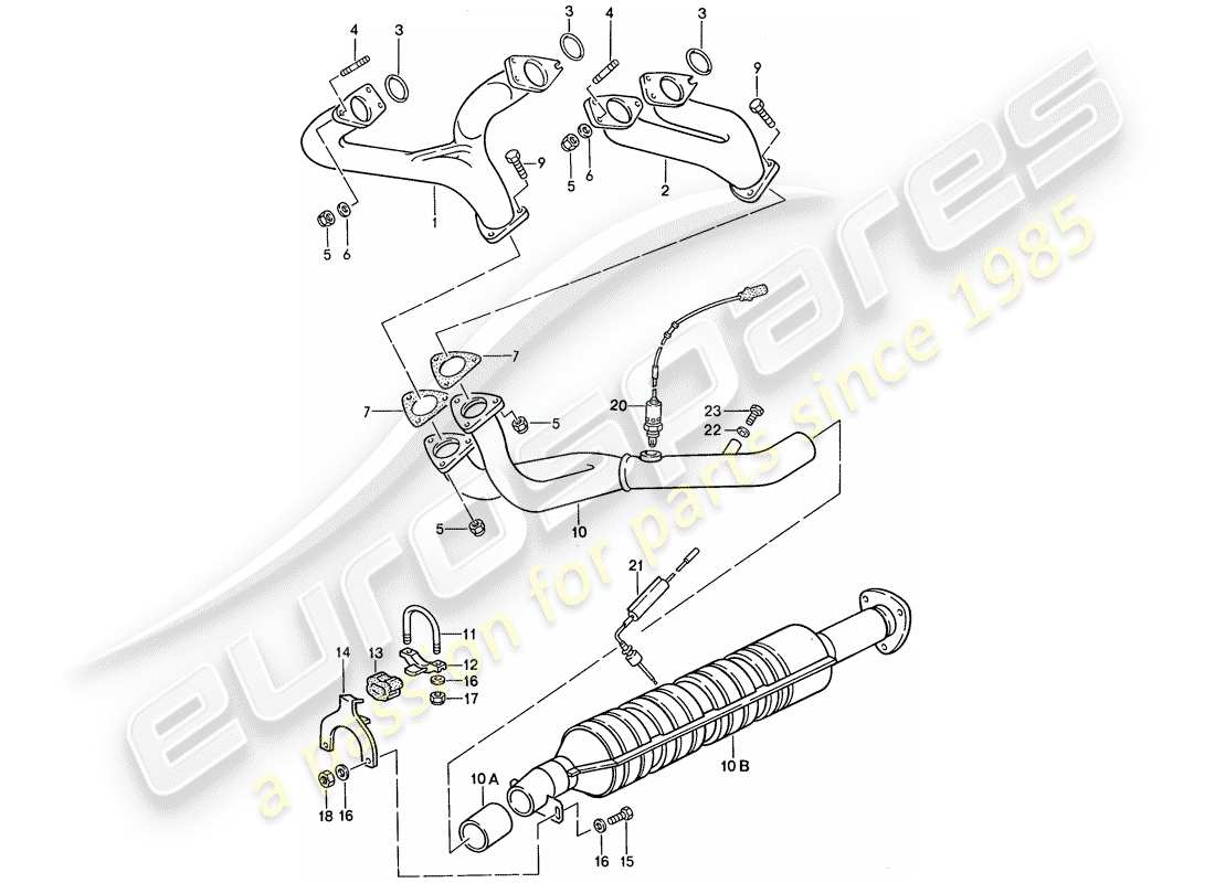 porsche 1991 (944) sistema di scarico - catalizzatore diagramma delle parti