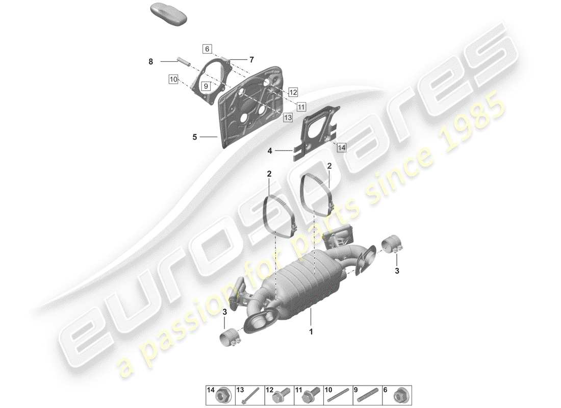 porsche 2019 (992-1) silenziatore diagramma delle parti