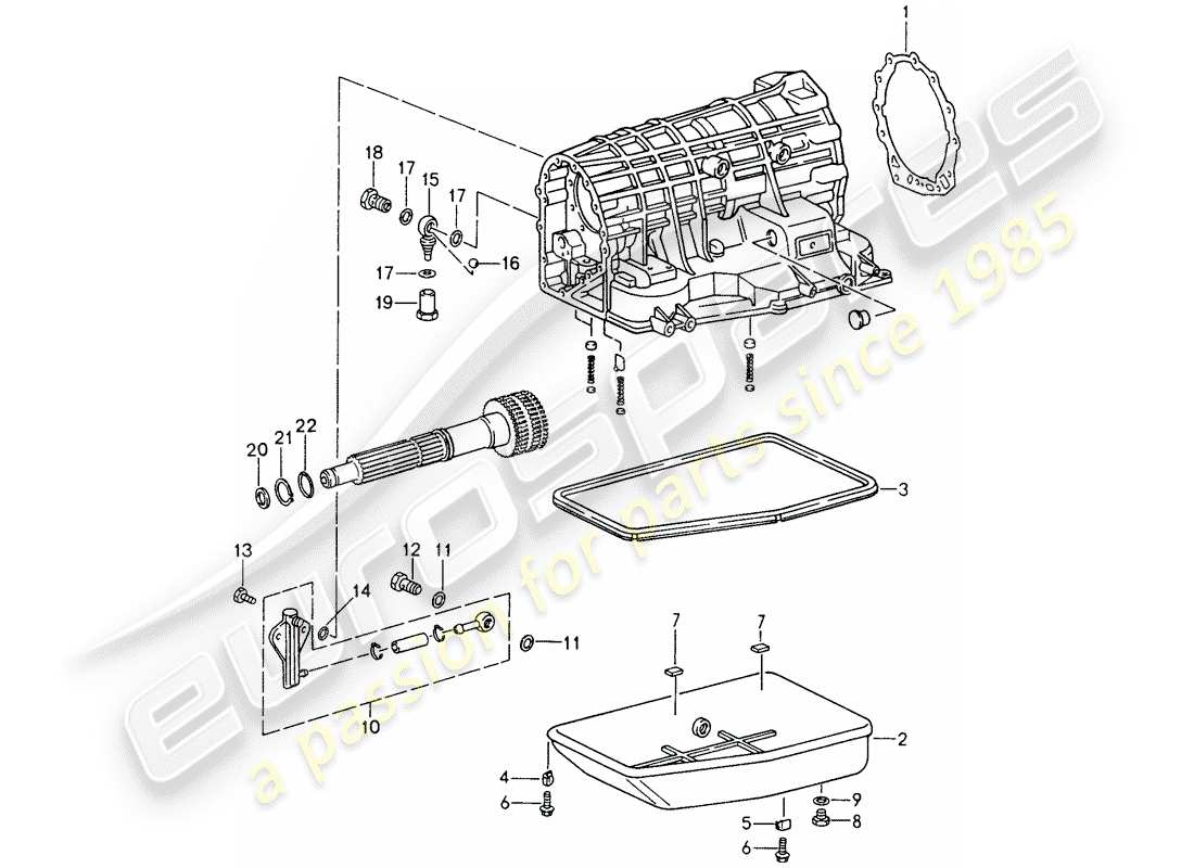 porsche 1995 (993) tiptronic - scatola della trasmissione - coppa dell'olio diagramma delle parti
