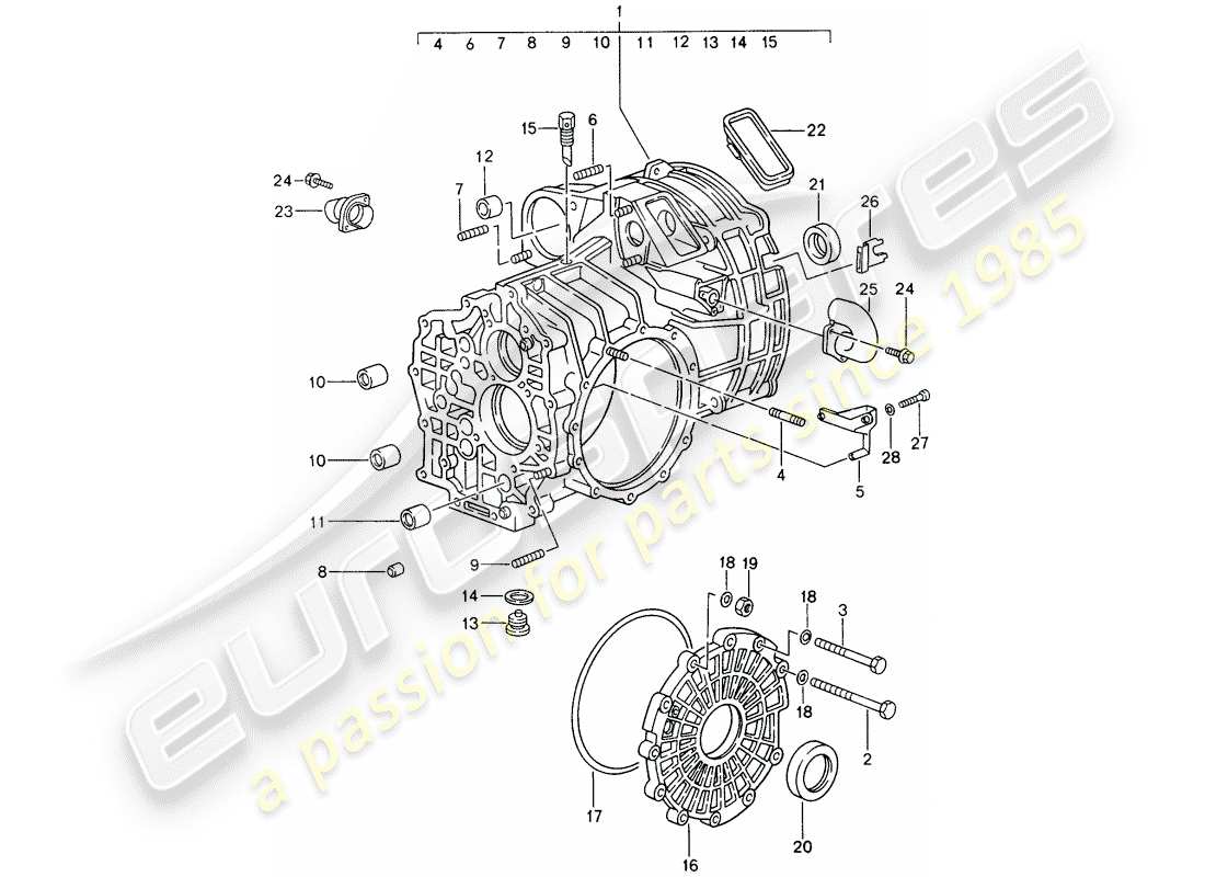 porsche 1996 (993) trasmissione di ricambio - pronta per l'installazione - scatola della trasmissione schema delle parti