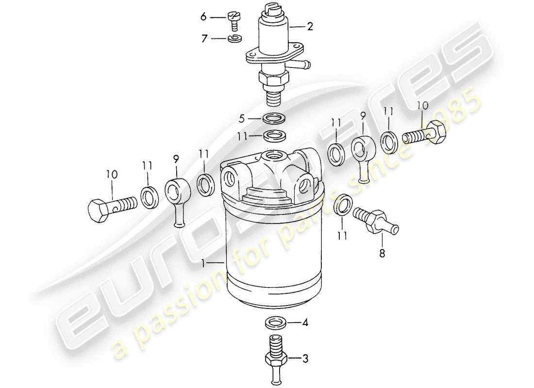 porsche 1973 (911) materiale di riparazione - per - filtro carburante - - bosch - schema delle parti