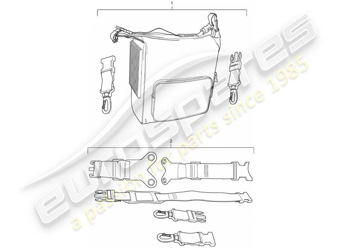 porsche tequipment cayenne (2019) diagramma delle parti della borsa raffreddante