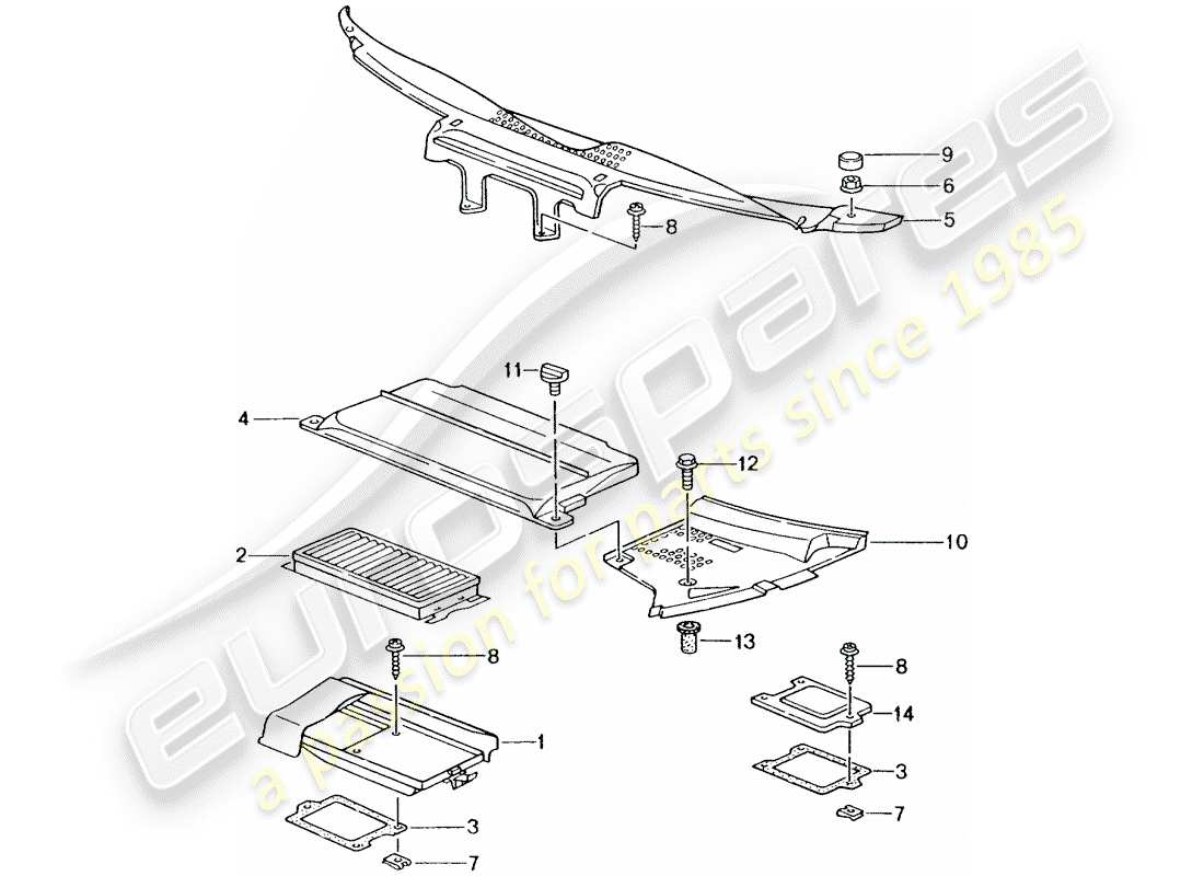 porsche 2003 (996 turbo / gt2) elemento filtrante polvere e polline - coperchi - cappuccio schema delle parti