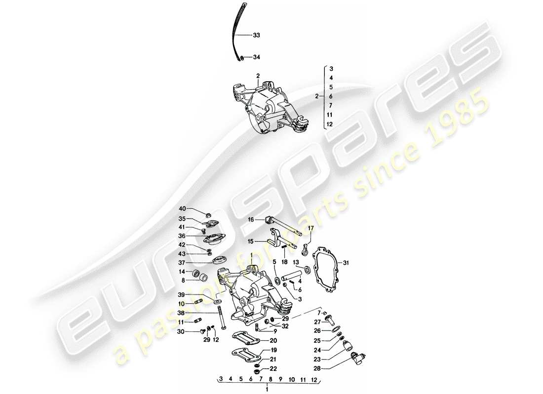 porsche 1971 (914) coperchio trasmissione - sospensione trasmissione diagramma delle parti